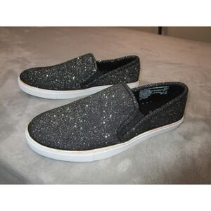 Brash Crave Desire Shoes Womens Size 10 Black Metallic Slip On Sneakers